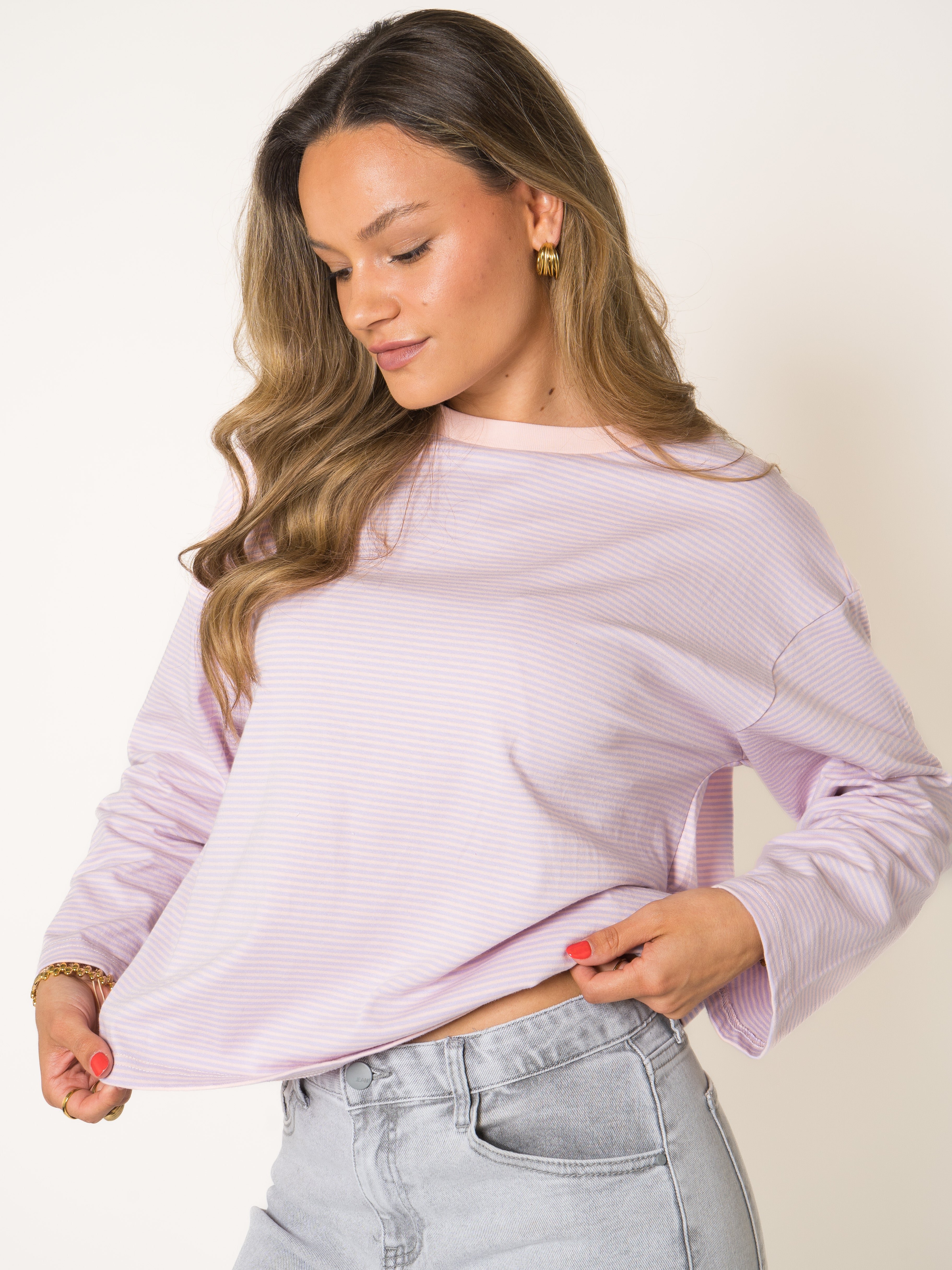 Raspberry Stripes Oversize Longsleeve