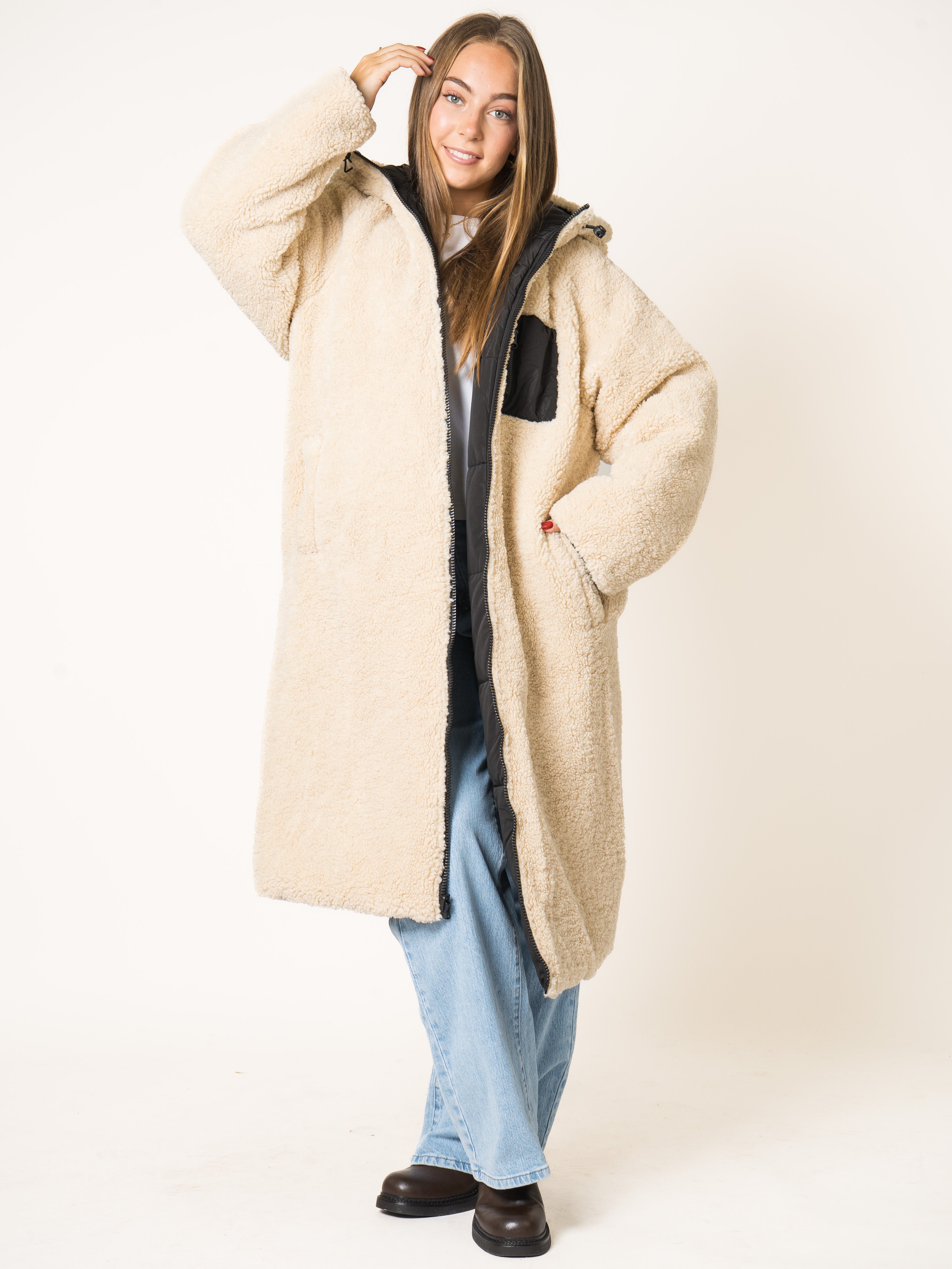 Two in One Winterjacke - Schwarz/Creme