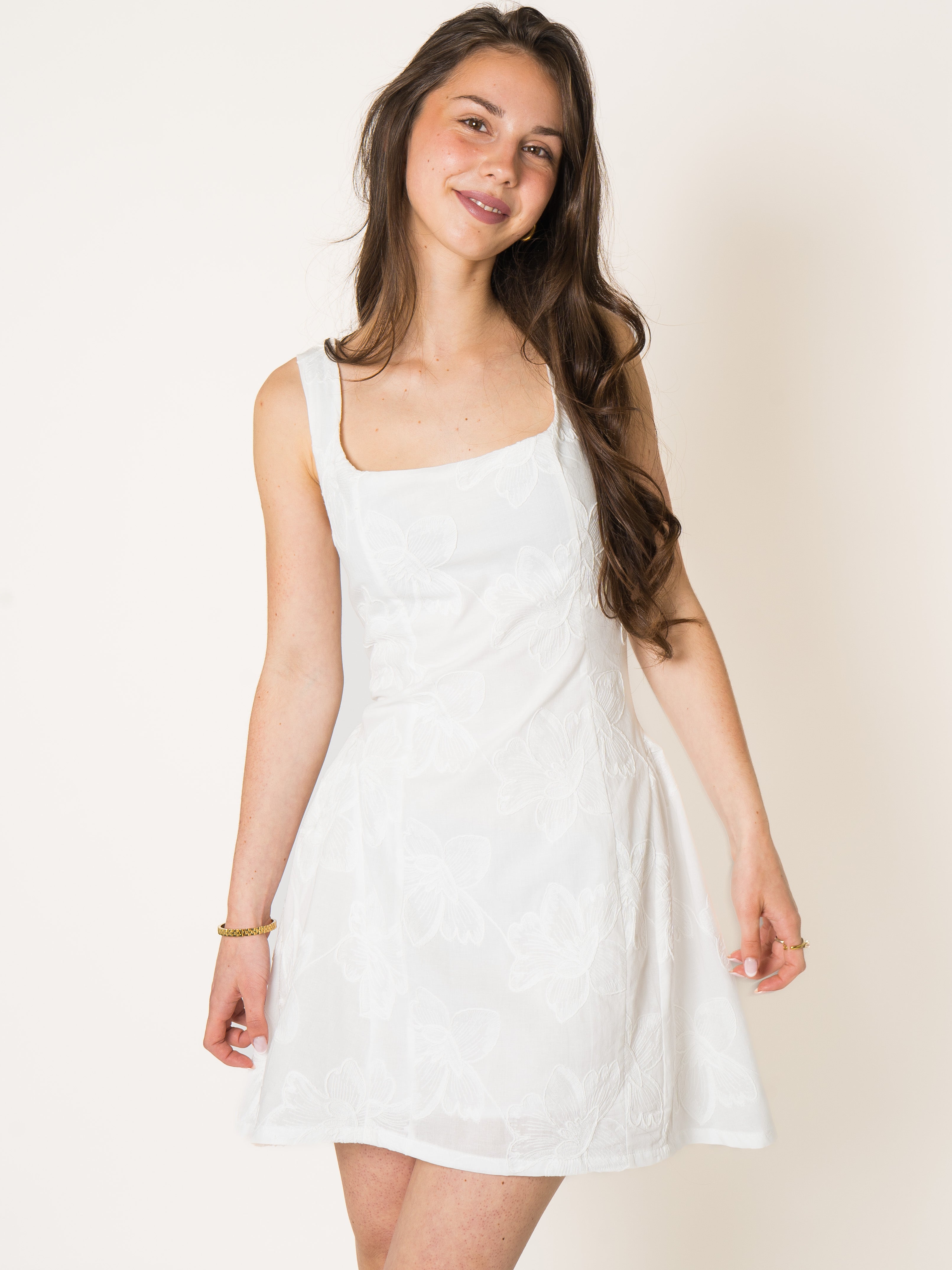 LUCKY DEAL 2190 Flowerspell Cotton Minidress - Weiß - vom Umtausch ausgeschlossen -