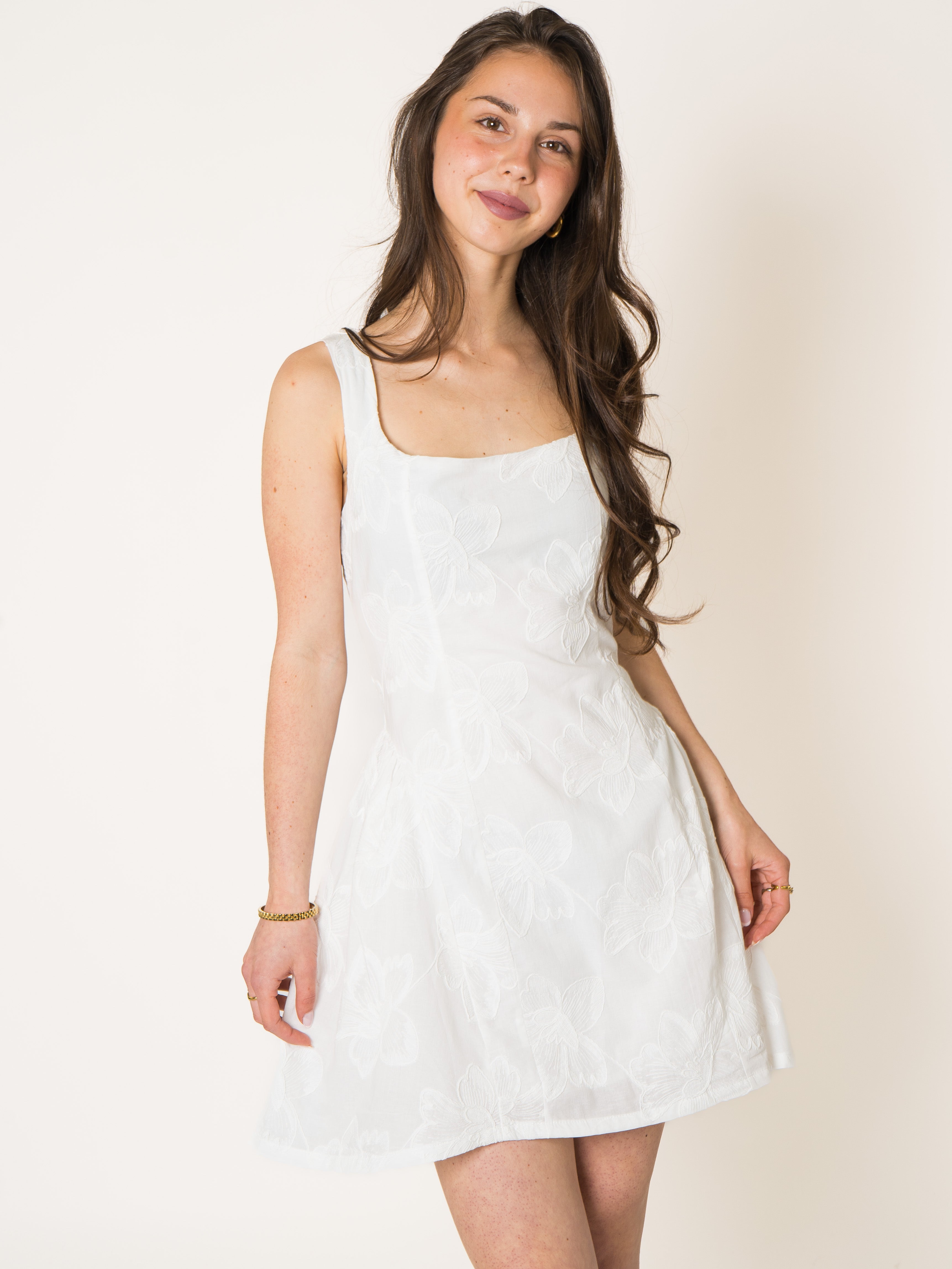 LUCKY DEAL 2190 Flowerspell Cotton Minidress - Weiß - vom Umtausch ausgeschlossen -
