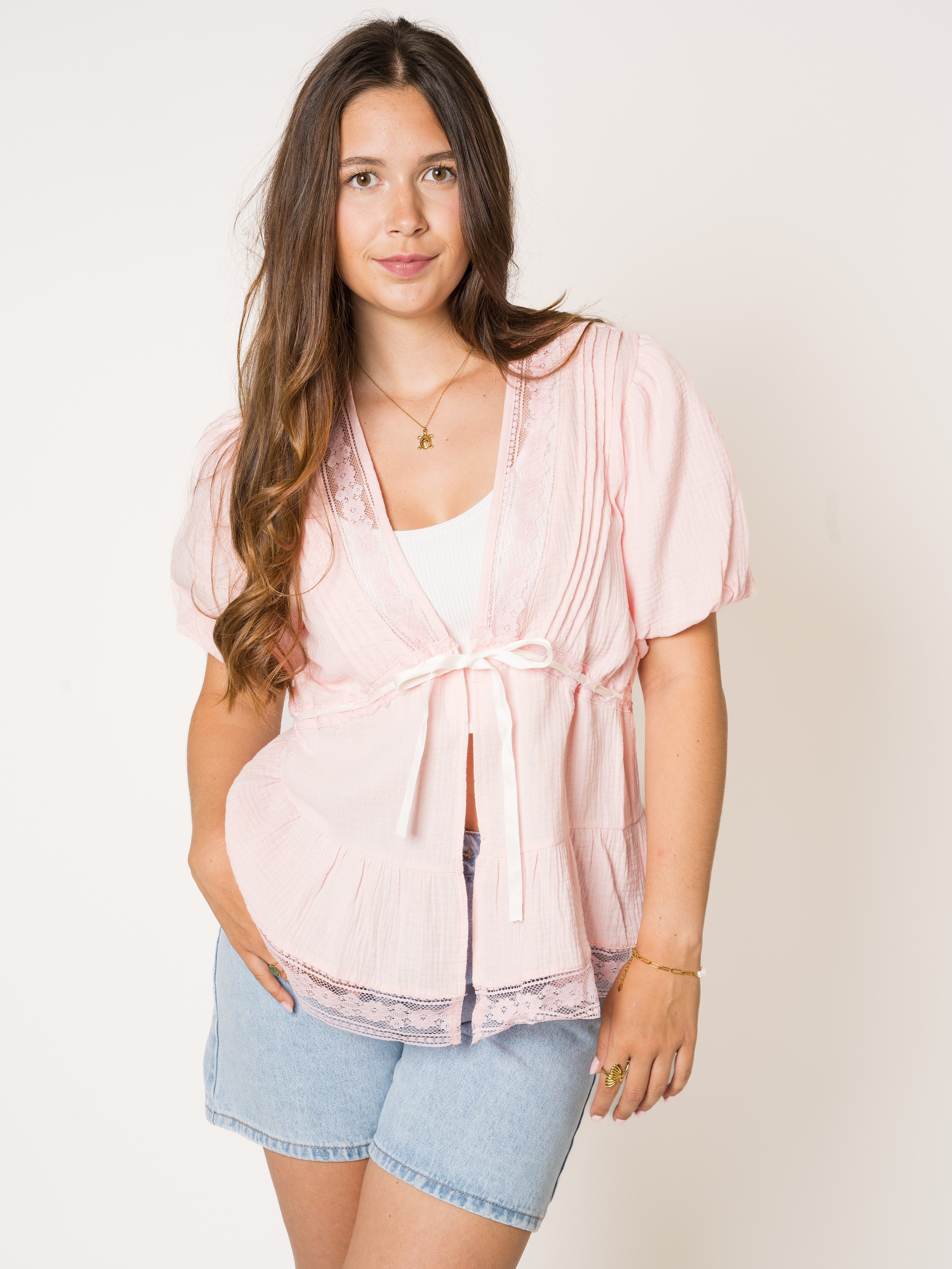 Carmella Night Cotton Lace Bluse