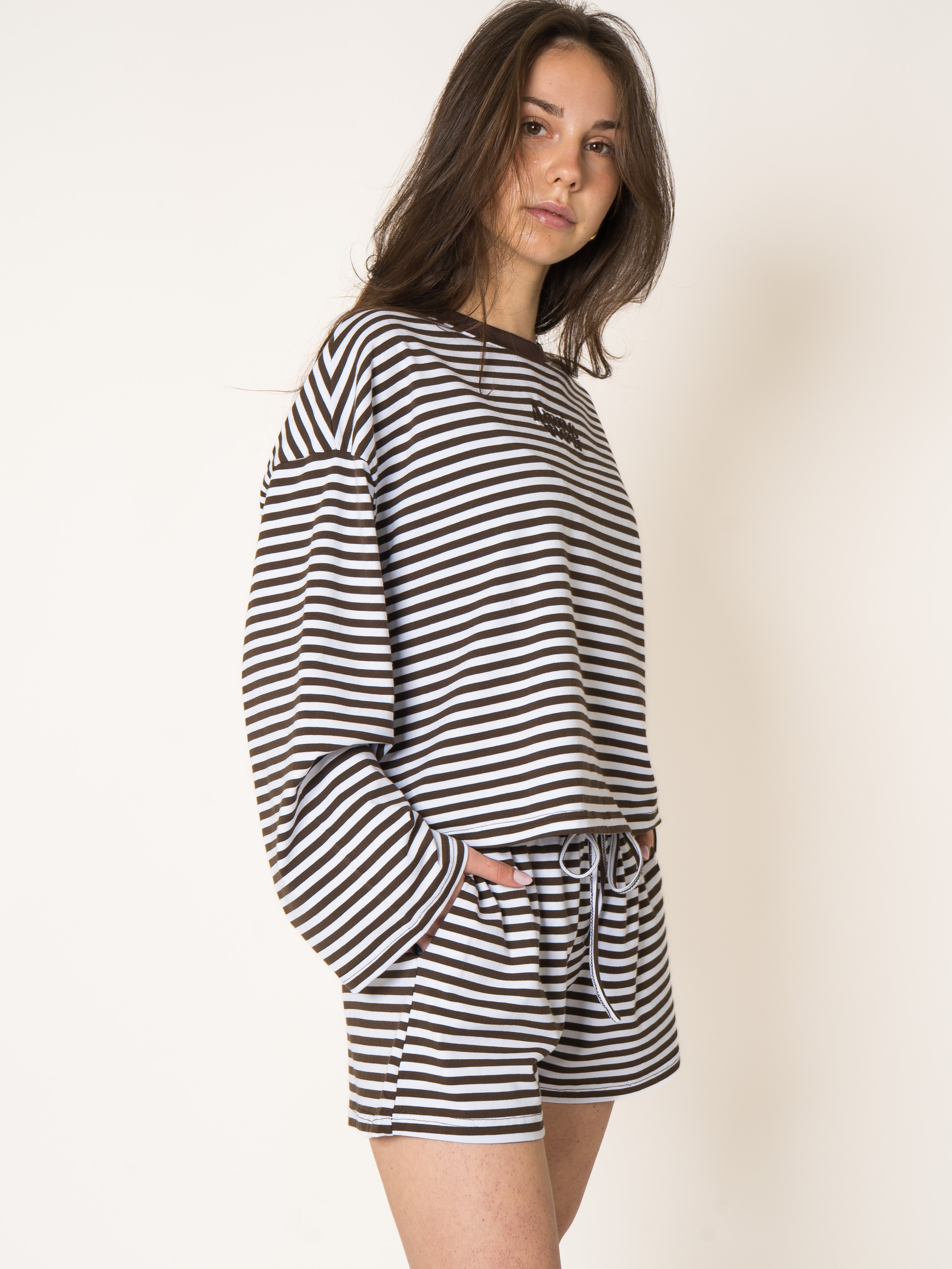 Comfy Shorts Chocolate Stripes