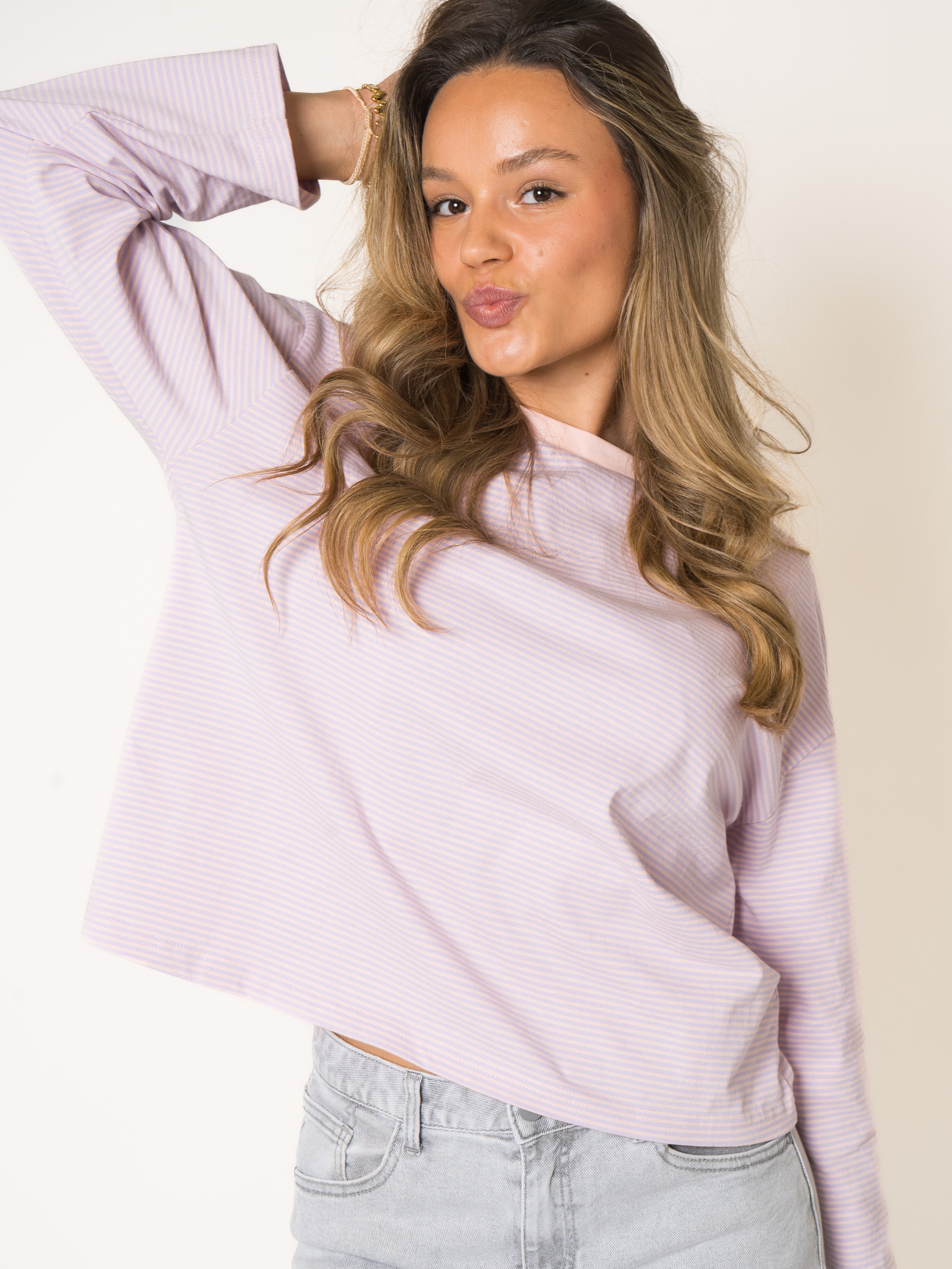 Raspberry Stripes Oversize Longsleeve
