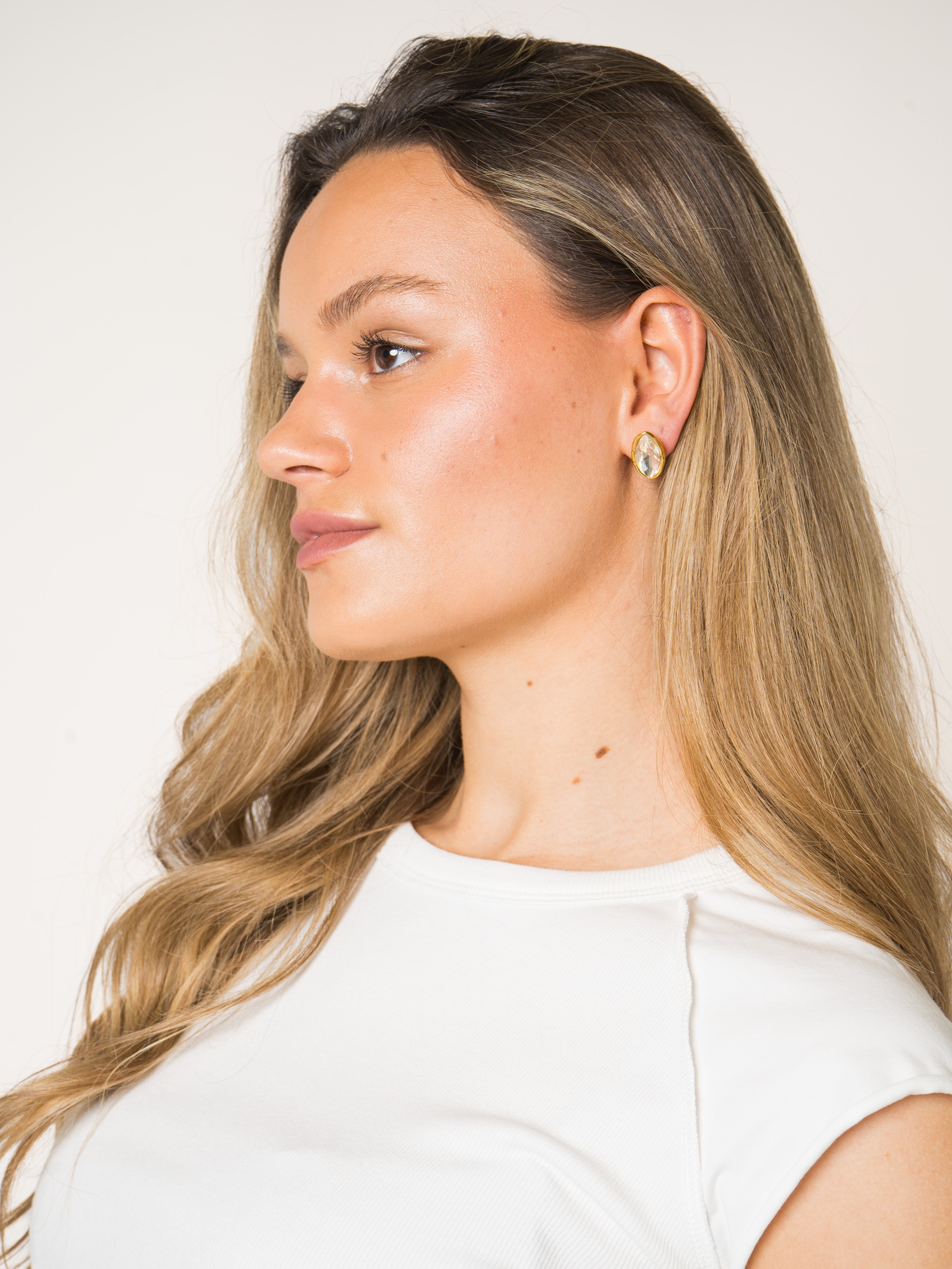 Diamond Oval Stud Earrings