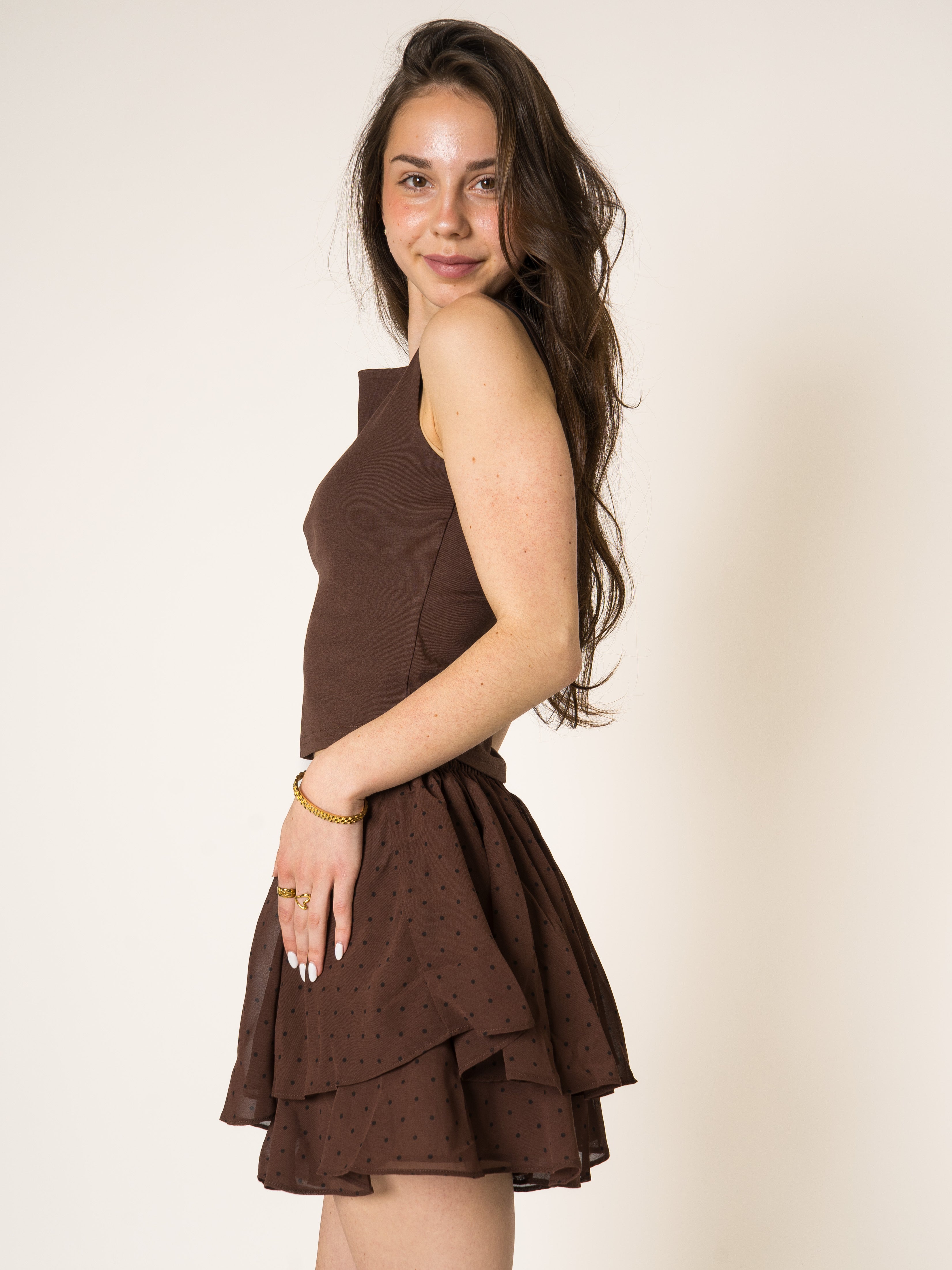 LUCKY DEAL 2218 Meet The Dots Mini Skort - Braun - vom Umtausch ausgeschlossen -