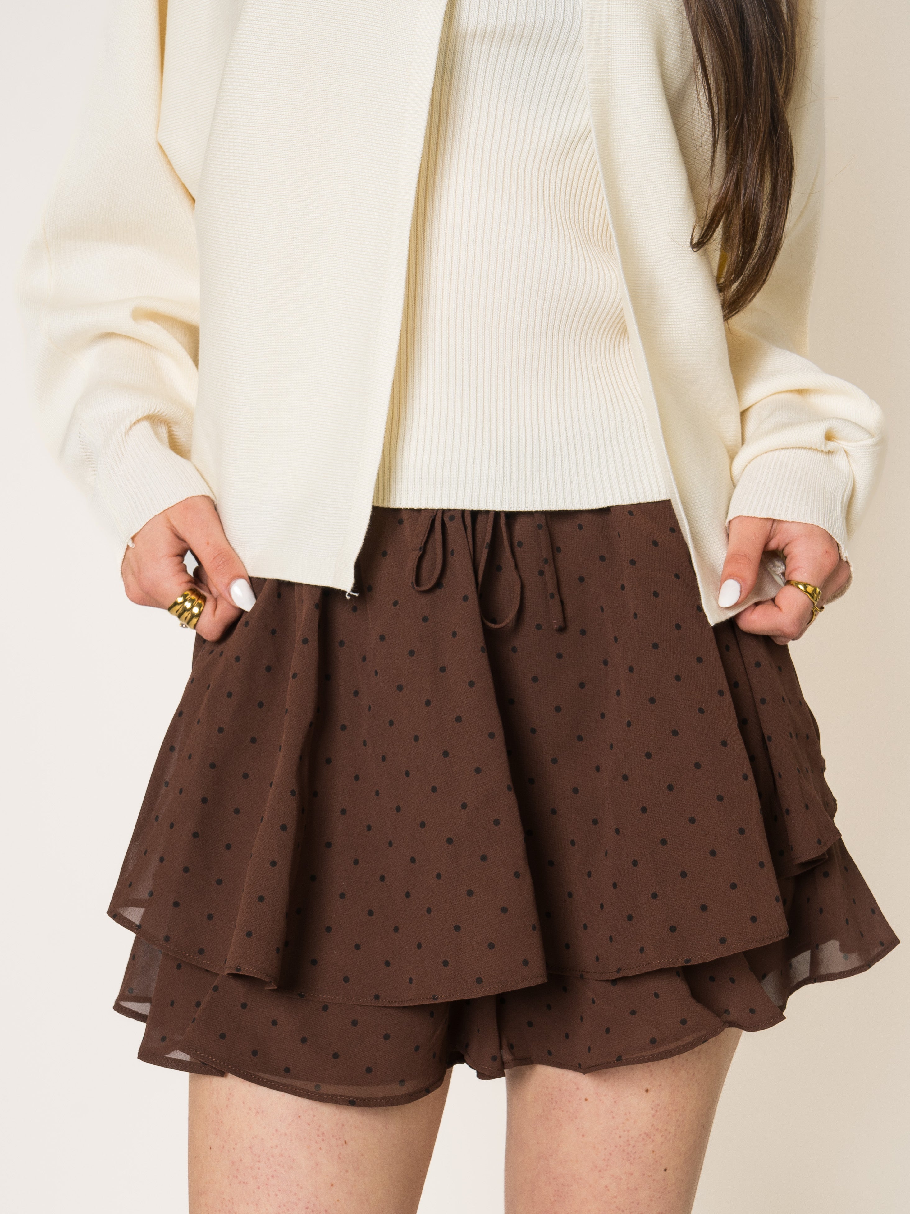 LUCKY DEAL 2218 Meet The Dots Mini Skort - Braun - vom Umtausch ausgeschlossen -