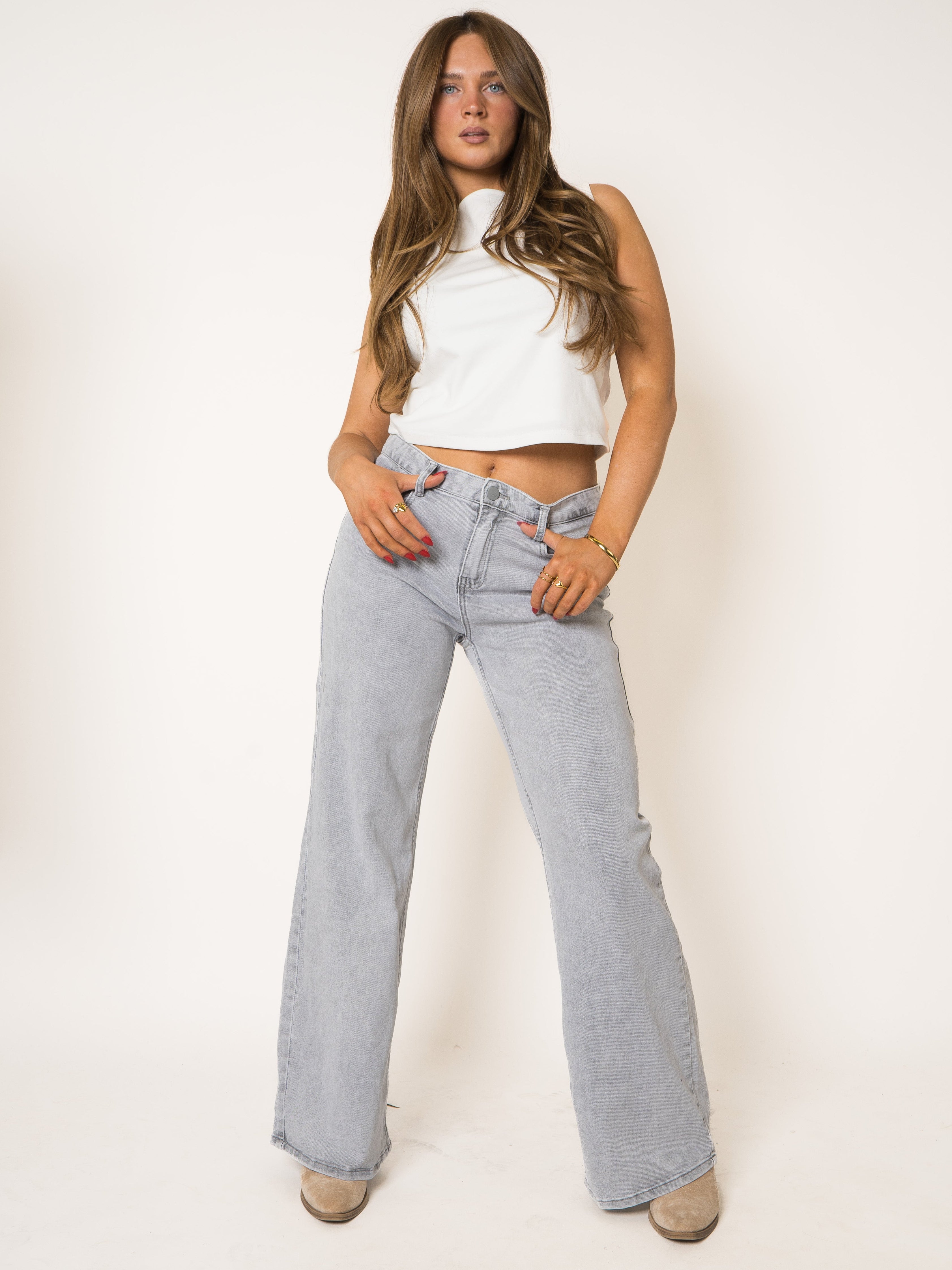 Mid Waist Wide Leg Jeans