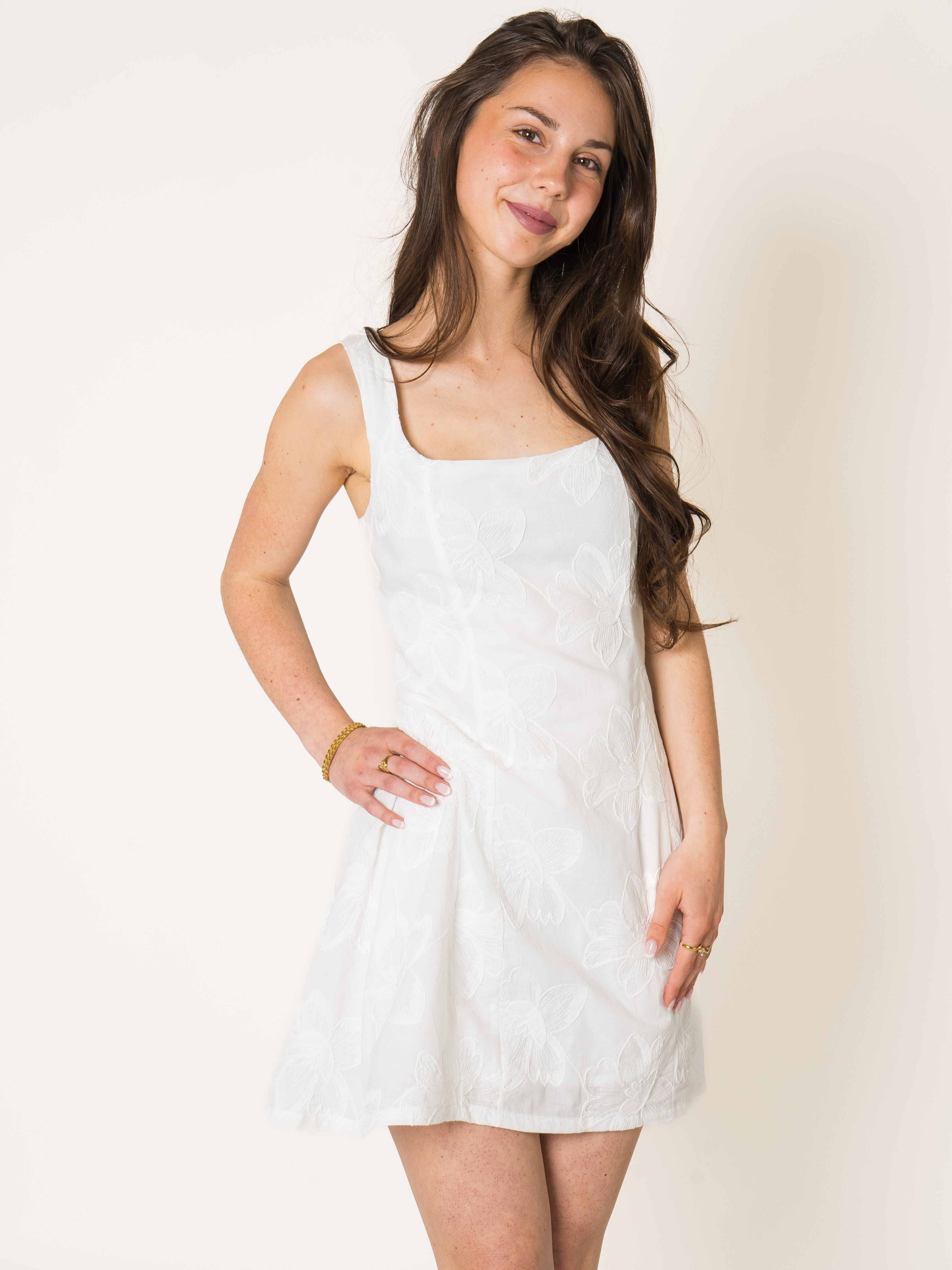 LUCKY DEAL 2190 Flowerspell Cotton Minidress - Weiß - vom Umtausch ausgeschlossen -