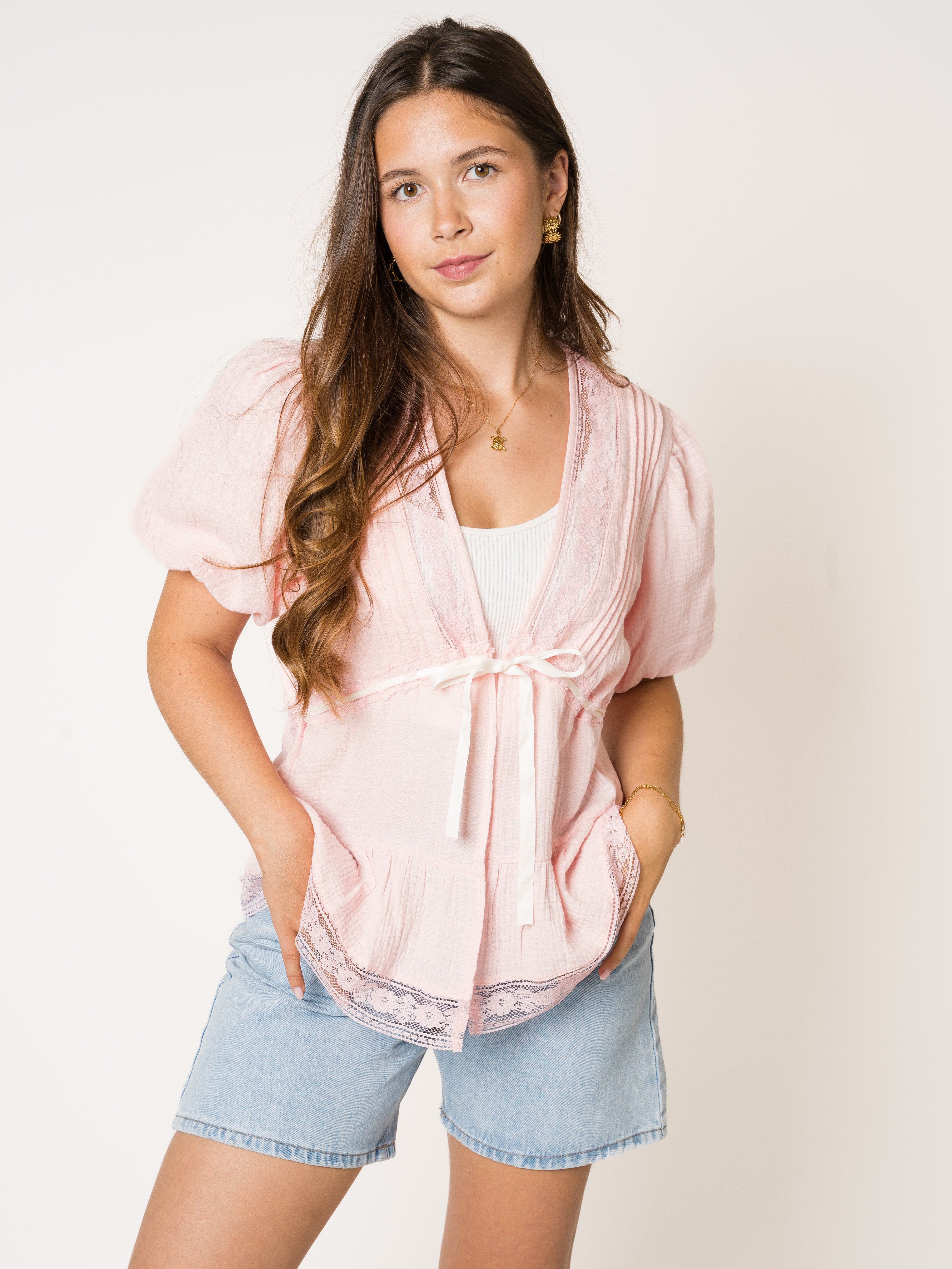 Carmella Night Cotton Lace Bluse