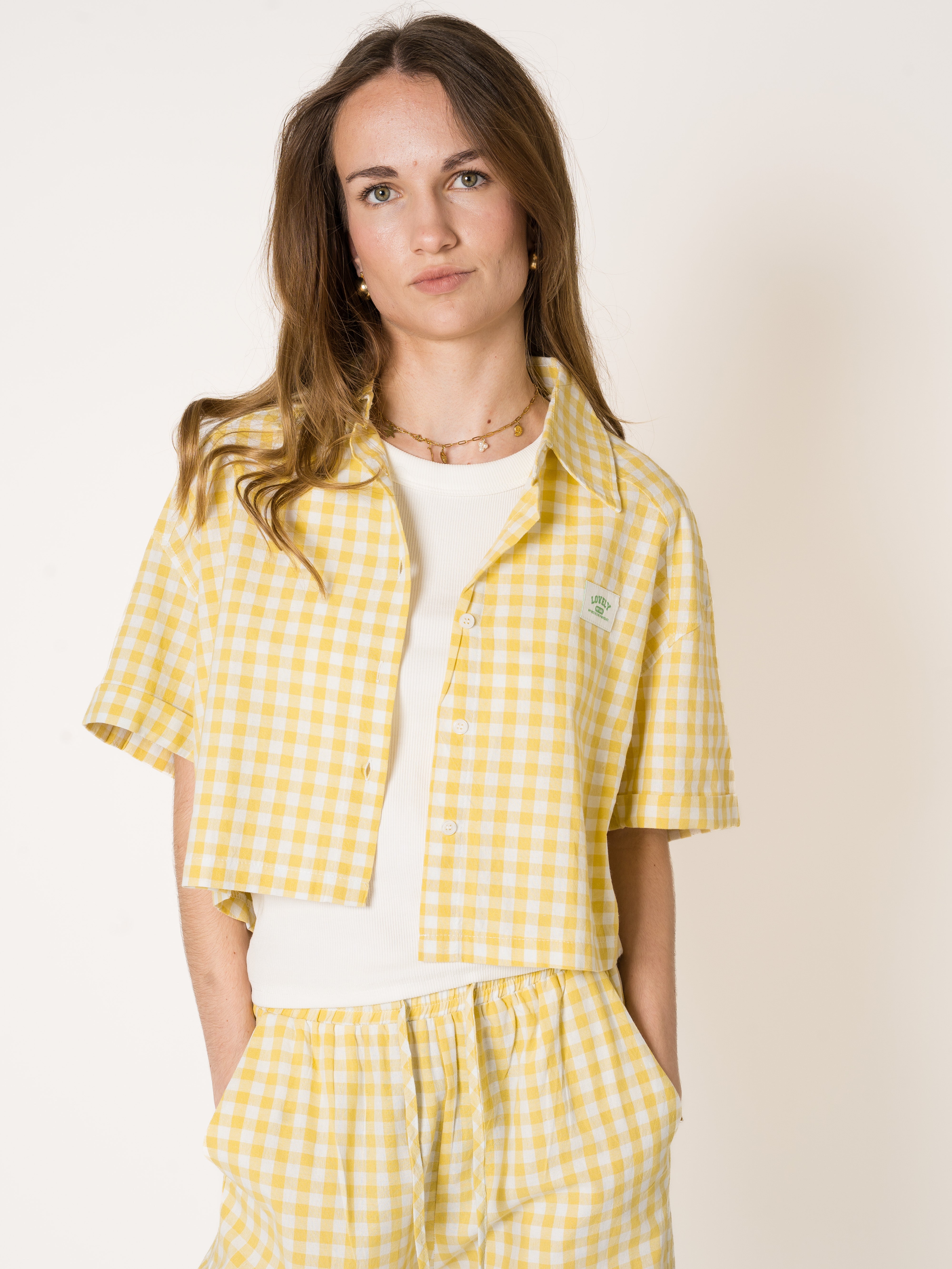 LUCKY DEAL 2039 Lovely Brunch Cotton Old Skool Blouse - Gelb - vom Umtausch ausgeschlossen -