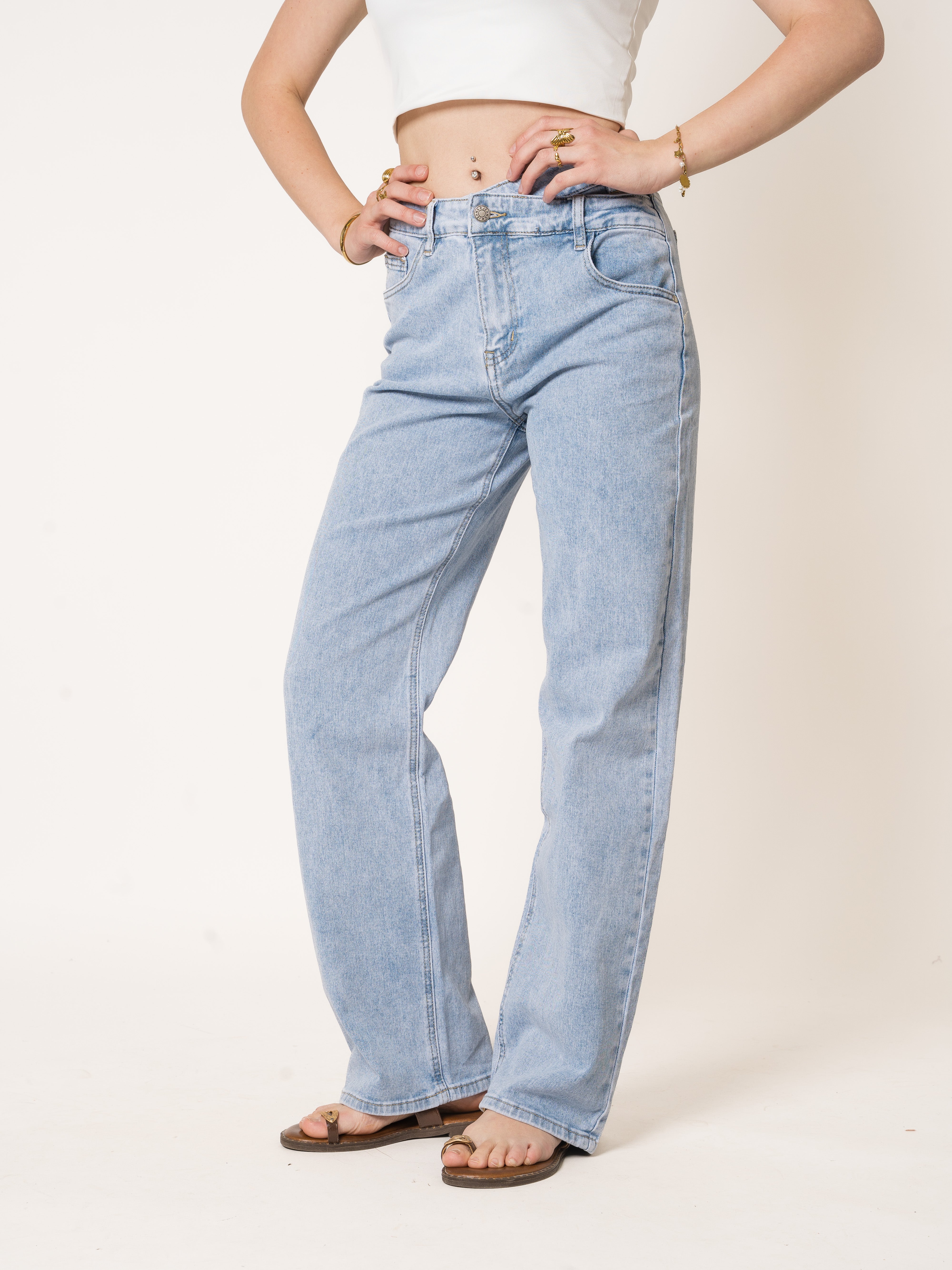 Twisted High Waist Straight Leg
